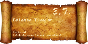 Balassa Tivadar névjegykártya